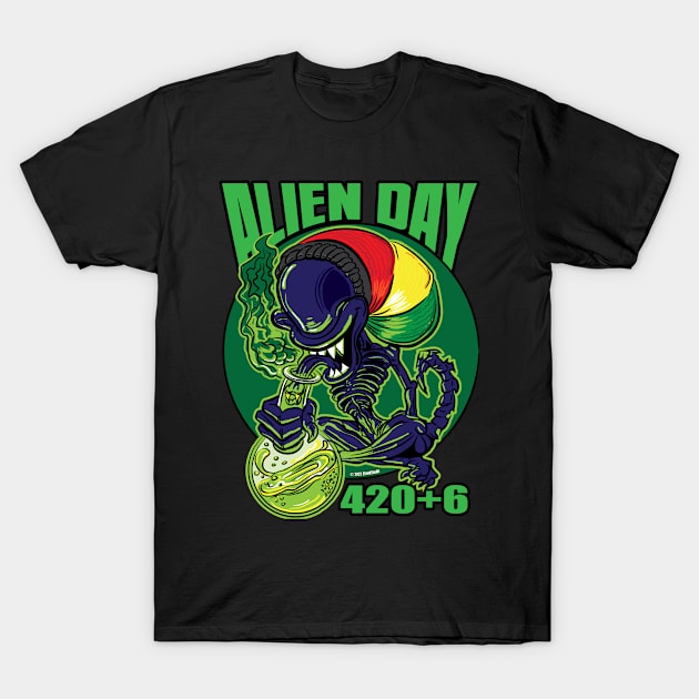 Alien Day 420 plus 6 Rasta Xenomorph T-Shirt by eShirtLabs